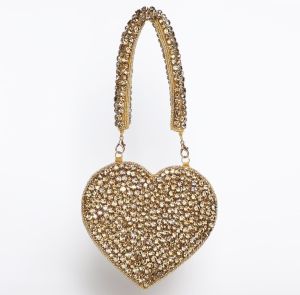 Heart Shape Stone Work Ladies Handbag, Packaging Type : Black