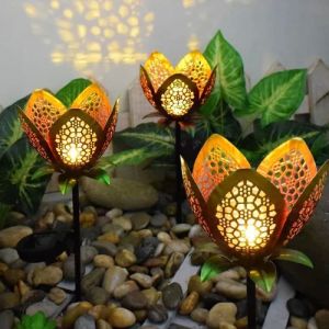 Virani Radiant Copper LED Solar Metal Flower Light
