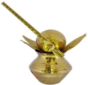 Brass Kalash With Coconut & Leaves For Home Pooja