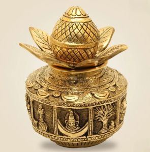 Brass Kalash with Coconut And Lotus