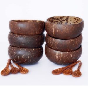 Coconut Bowls And Wooden Spoon Set
