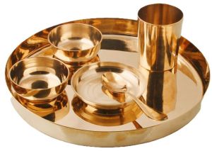 Kansa Dinner Set With Golden Tone