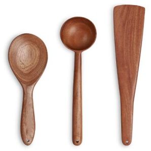 Non Polished Wooden Ladles Set, Color : Brown
