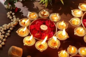 Iron Powder Coated Diya Design Metal Candle Holder