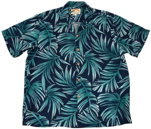 Simple Collar Polyester Men Aloha Printed Shirt, Color : Blue