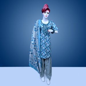 Blue Ladies Cotton Salwar Suits