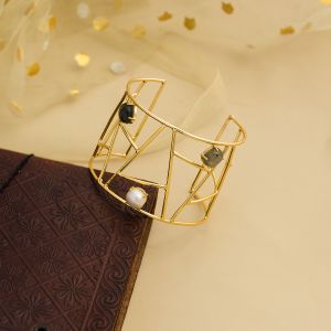 Labradorite and Pearl Cuff Bracelet