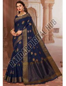 Chanderi Cotton Saree with Golden Border