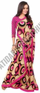 Georgette Printed Synthetic Sarees Office, Party Wear
