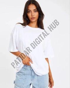 Cotton Lycra Ladies Solid Oversized T-Shirt Trendy/casual
