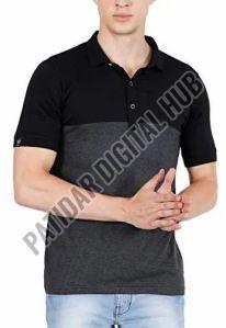 Cotton + Polyester Mens Polo Neck T-Shirt