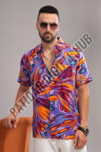 Mens Printed Cotton Blend Casual Shirt Weekend Wear