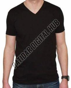 Pure Cotton Mens Solid V-Neck T-Shirt Casual Outings