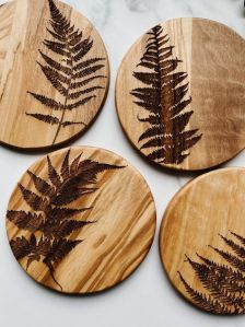 Wooden Coasters Set, Color : Brown