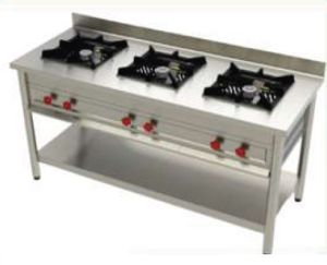 Stainless Steel Three Burner Range, Color : Silver