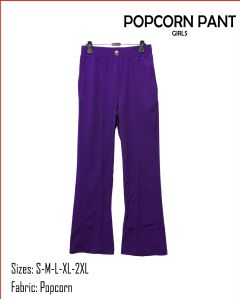 Plain Polyester Girls Popcorn Pant All Sizes, Gender : Female