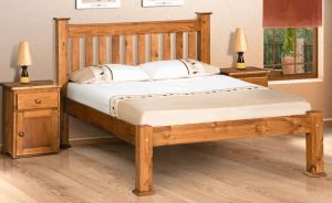 Honey Oak Classic Sheesham Wood Double Bed Traditional