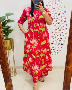 Ladies Daily Comfort Cotton A Line Kurti Set