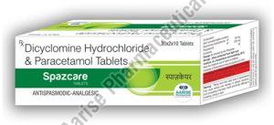 Dicyclomine Hydrochloride Paracetamol Spazcare Tablet, Color : White