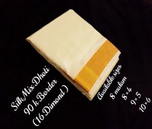 Plain 90 K Pure Mix Silk Dhotis 8 Mulam, 8x4, 9x5, 10x6