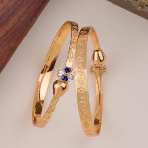 Beautiful White And Blue Stone Artificial Golden Bracelet