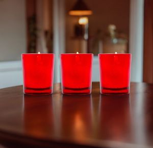 Polished RPM-orn-cch-001 Glass Candle, Color : Red
