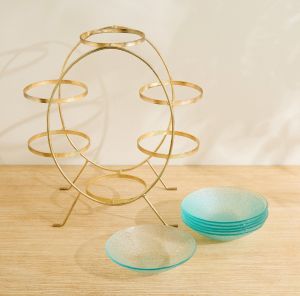 Tablelle Glass RPM-tb-010 Metal Snacks Organiser for Serving