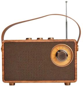 Battery Metal Wireless Wooden FM Radio, Packaging Type : Brown