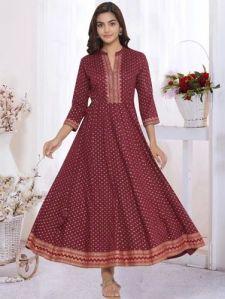 Maroon Fancy Anarkali Kurti