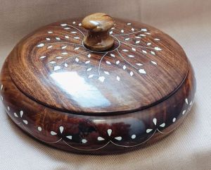 Polished Wooden Round Shape Spices Box, Color : Brown