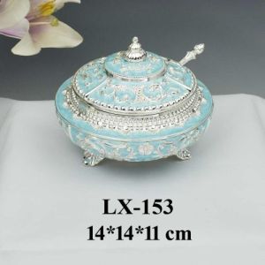 Silver & Enamel Decorative Lidded Bowl
