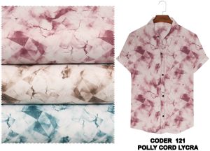 Printed 121 Poly Cord Lycra Shirting Fabrics, Brand Name : ATM