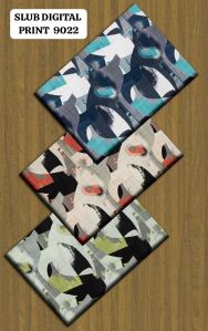 Slub Cotton Shirting Fabric Digital Discharge