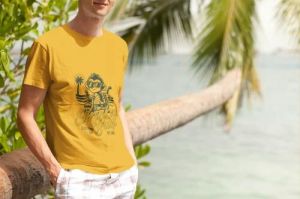 Cotton Monkey Surf Golden Wave Mens T Shirt