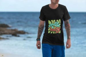 Polyester Born to Lead Beach Vibes Graphic Mens Printed T-Shirt