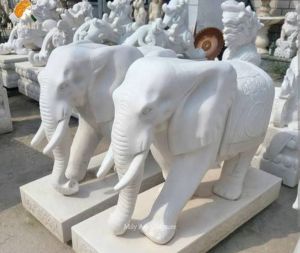 30 Inch Sandstone Carved Sculpture Elephant for Decorative