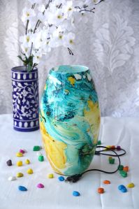 12 Inch Marble Dholak Table Lamp