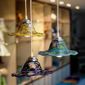 Blue Pottery Hanging Lamp
