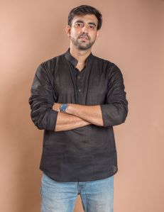 Earthyfits Printed Linen Mens Kurta Xxxl, XXL, XL