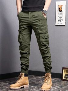 Solid Mens Cotton Jogger Pants Everyday