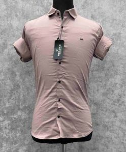Mens Dusty Pink Solid Casual Shirt