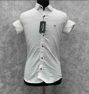 Solid White Cotton Blend Full Sleeve Shirt
