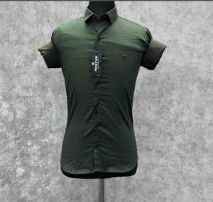 Stylish Dark Green Plain Full Sleeve Shirt