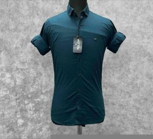 Teal Green Mens Cotton Readymade Shirt