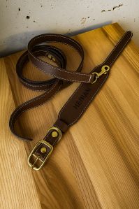 Leather Dog Collar with Leash