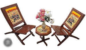 Plain Coated Home Decor Wooden Folding Chair Set, Color : Brown
