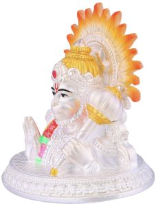 92.5 Silver Flower Hanuman Ji Statue For Corporate &AMP;AMP; Giftings