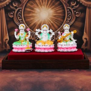 92.5 Silver Laxmi Ganesh Saraswati Statue For Corporate &AMP;AMP; Giftings
