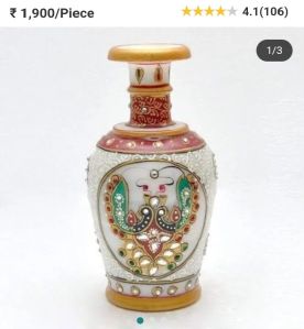 Printed Polished Handcrafted Marble Flower Vase