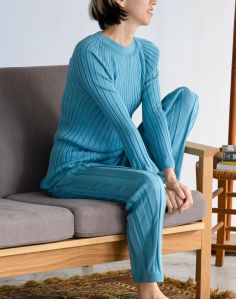 Women Knitted Full Sleeve Round Neck Cotton T Shirt